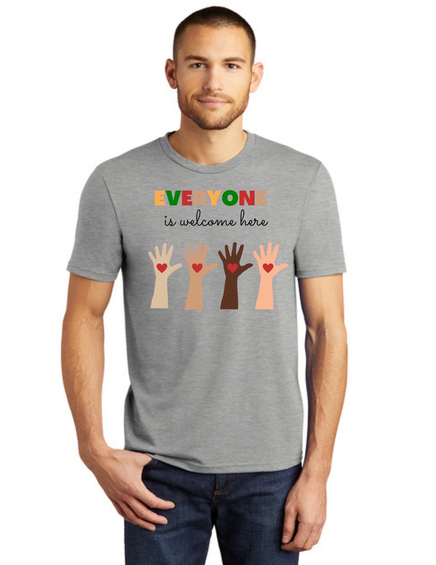 ADULT Short Sleeve Shirt (GREY FROST)- Everyone Is Welcome Here